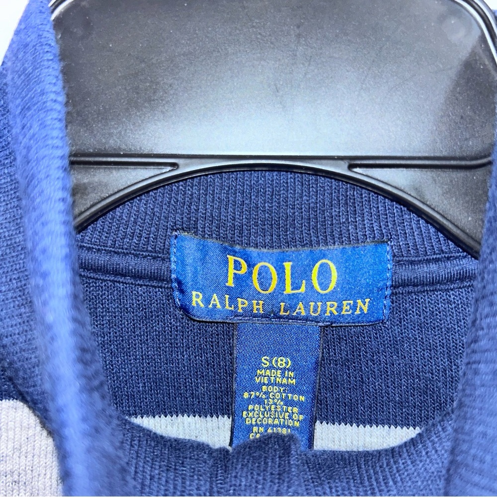 Polo by Ralph Lauren Navy & Gray Striped Half-Zip Sweater - Picture 2 of 2